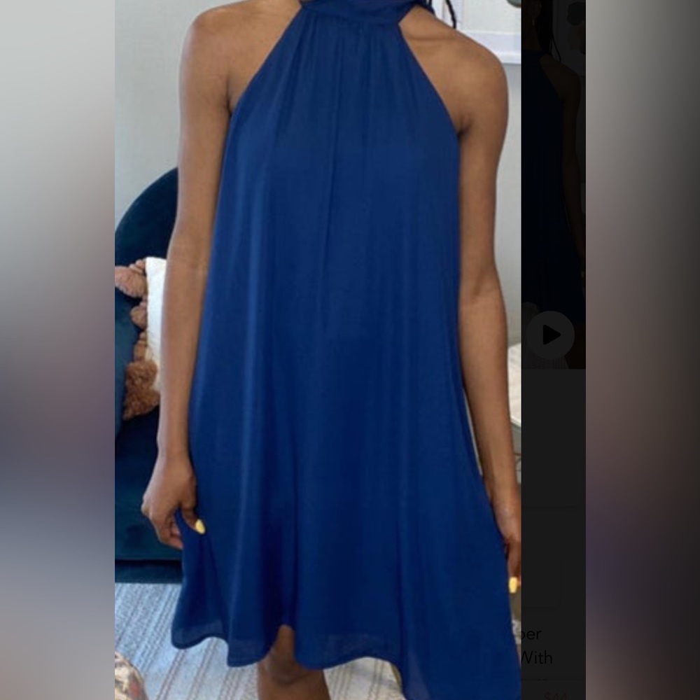 Navy Blue Halter Top Dress